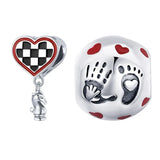 925 Sterling Silver Palm Love Heart Shaped Board Beads Charm