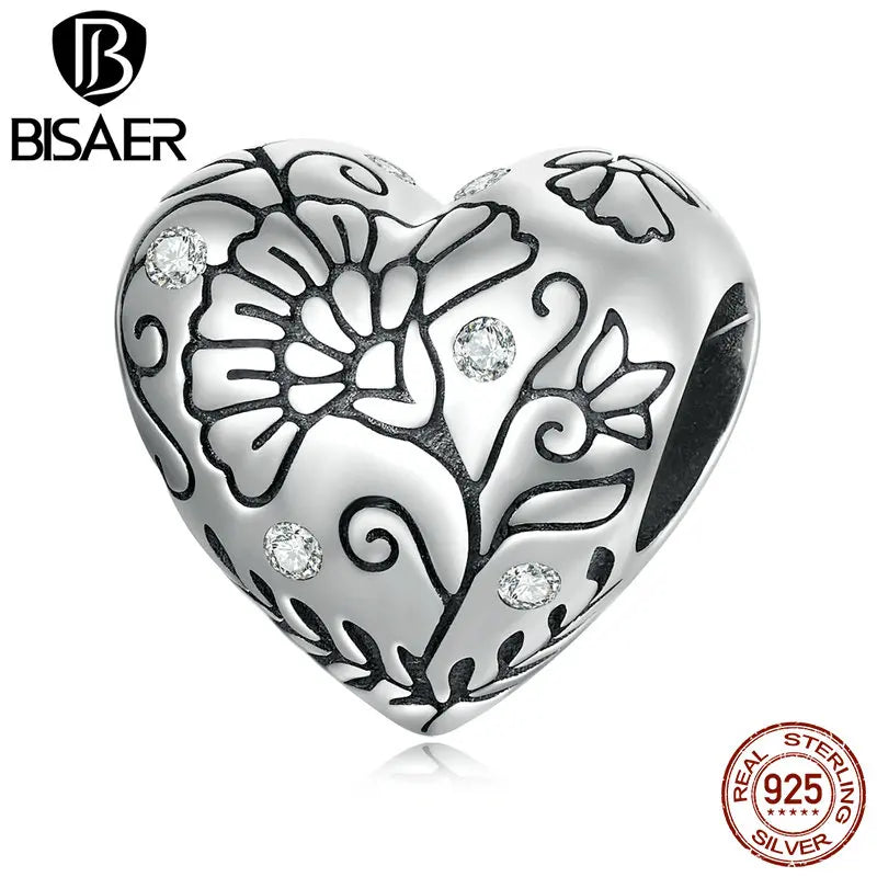 925 Silver Heart Charm Angel Pendant Beads for Bracelet