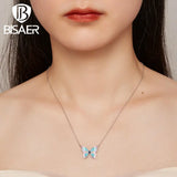 925 Silver Butterfly Pendant Necklace with Zircon Setting