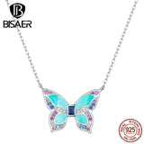 925 Silver Butterfly Pendant Necklace with Zircon Setting