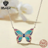 925 Silver Butterfly Pendant Necklace with Zircon Setting