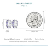 925 Silver Purple Zircon Ear Buckles Women Earrings Geometry Jewelry