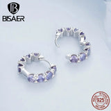 925 Silver Purple Zircon Ear Buckles Women Earrings Geometry Jewelry