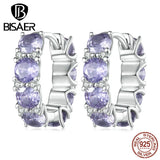 925 Silver Purple Zircon Ear Buckles Women Earrings Geometry Jewelry