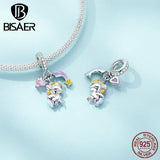 925 Silver Unicorn Charm Heart Zircon Pendant