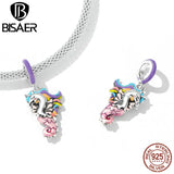 925 Silver Unicorn Charm Heart Zircon Pendant