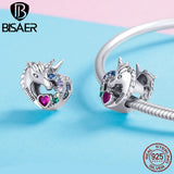 925 Silver Unicorn Charm Heart Zircon Pendant