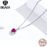 925 Silver Red Heart Guardian Wing Pendant Necklace For Women