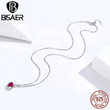 925 Silver Red Heart Guardian Wing Pendant Necklace For Women