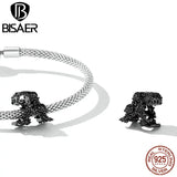 925 Silver Dark Skull Heart Charm Bead
