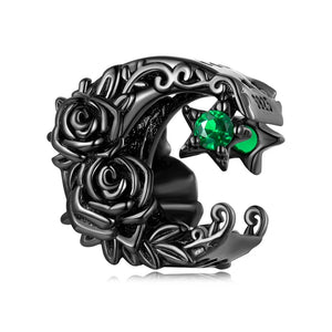 925 Silver Dark Skull Heart Charm Bead