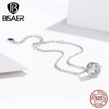 925 Silver Circle Bracelet Platinum Chain Adjustable Lobster Clasp Women
