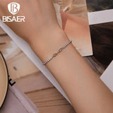925 Silver Zircon Bracelet Chain Platinum Plated Women Jewelry