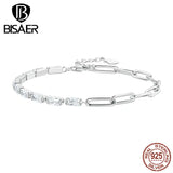 925 Silver Zircon Bracelet Chain Platinum Plated Women Jewelry
