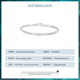 925 Silver Zircon Bracelet Chain Platinum Plated Women Jewelry