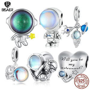925 Silver Astronaut Moonstone Pendant Bracelet