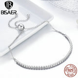 925 Silver Sparkling Bracelet Platinum Zircon Tennis Chain Women Jewelry