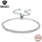 925 Silver Sparkling Bracelet Platinum Zircon Tennis Chain Women Jewelry