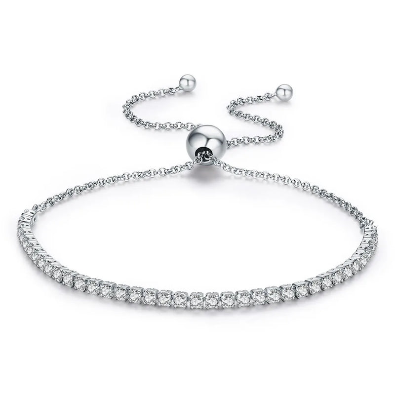 925 Silver Sparkling Bracelet Platinum Zircon Tennis Chain Women Jewelry