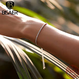 925 Silver Sparkling Bracelet Platinum Zircon Tennis Chain Women Jewelry