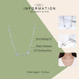 925 Silver Moon Star Pendant Necklace Crystal Chain Platinum