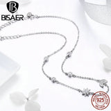 925 Silver Moon Star Pendant Necklace Crystal Chain Platinum