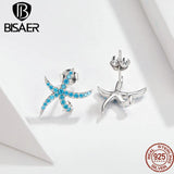 925 Silver Starfish Earrings CZ Starfish Stud Earrings for Women Beach Party
