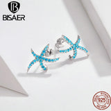 925 Silver Starfish Earrings CZ Starfish Stud Earrings for Women Beach Party