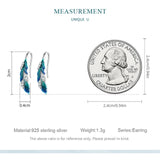 925 Silver Dazzling Green Feather Eardrop Stud Earrings EFE707
