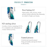 925 Silver Dazzling Green Feather Eardrop Stud Earrings EFE707