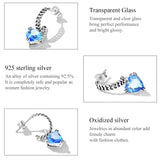925 Silver Heart Chain Stud Earrings Platinum Plated Glass Ear Party Jewelry