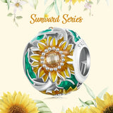 925 Silver Sunflower Charm Bead Flower Pendant Safety Chain for Women Bracelet