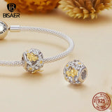 925 Silver Sunflower Dream Charm Bead Daisy Pendant Safety Chain Bracelet