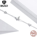 925 Silver Butterfly Bracelet Crystal Chain Link Women Jewelry