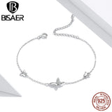 925 Silver Butterfly Bracelet Crystal Chain Link Women Jewelry