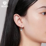 925 Silver Turtle&Pearl Hoop Earrings Zircon Stud Earring Platinum