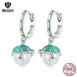 925 Silver Turtle&Pearl Hoop Earrings Zircon Stud Earring Platinum
