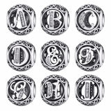 925 Silver A to T Clear CZ Alphabet Round Beads Charm Bracelets