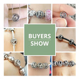 925 Silver A to T Clear CZ Alphabet Round Beads Charm Bracelets
