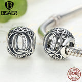 925 Silver A to T Clear CZ Alphabet Round Beads Charm Bracelets