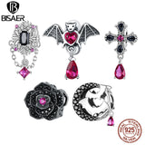 925 Silver Rose Charm Bat Pendant Gothic Cross Bead Halloween DIY Bracelet