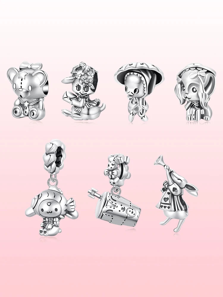 925 Sterling Silver Vintage Charms Hipster Animal Charms