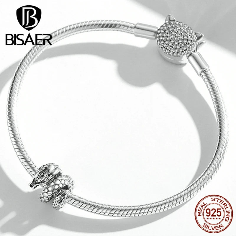 925 Silver Dragon Charms Bead Women DIY Bracelets Necklaces EFC546