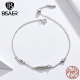 925 Silver Vintage Feathers Bracelet Chain Link Platinum Plated for Women