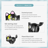 925 Silver Moon&Cat Charm Pendants Bead Halloween Party DIY Bracelet 