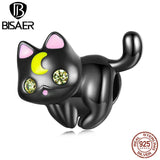 925 Silver Moon&Cat Charm Pendants Bead Halloween Party DIY Bracelet 