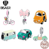 925 Sterling Silver Vintage Vehicle Beads Charms for Bracelet Bangles