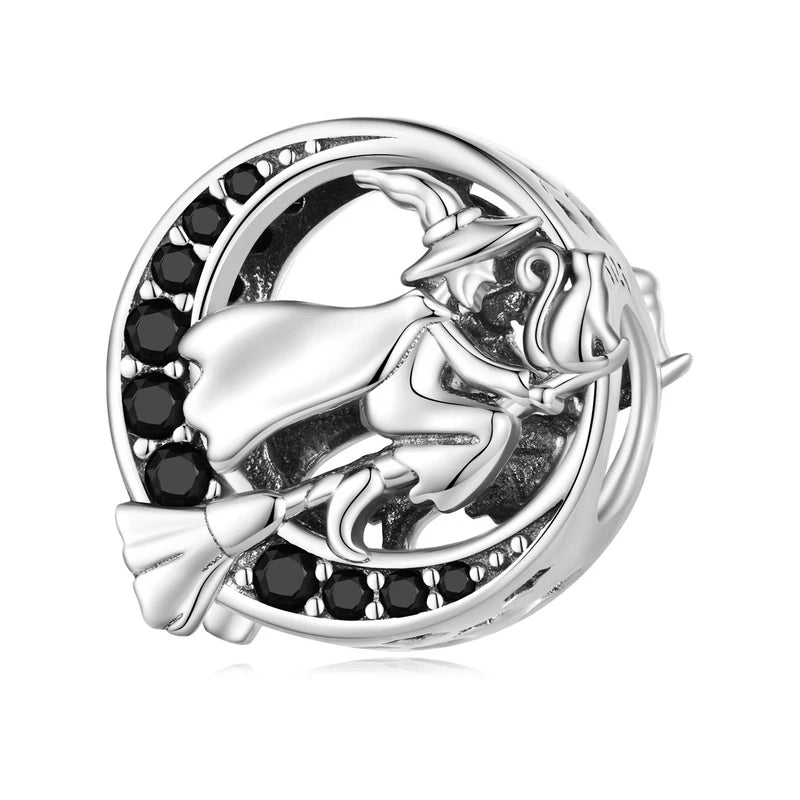 Vintage Witch Charm Moon Bead for Halloween Party Bracelet