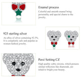 Sterling Silver Bear Zircon Stud Earrings for Women