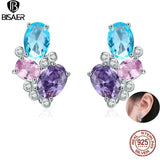 925 Silver Geometric Stud Earrings Women's Jewelry